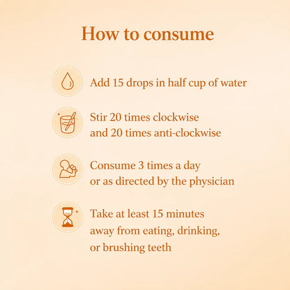 How to consume Noble Life Energy E72 Stiffsho Frozen Shoulder Drops — add 15 drops in half cup of water stir and consume 3 times a day